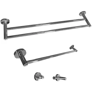 Kit Banheiro Completo Cromado Premium - Papeleira, Cabide, Toalheiros 60cm