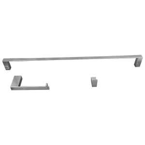 Kit Banheiro Essencial: Papeleira, Cabide e Toalheiro Slim 45cm TrendMetais Cromado