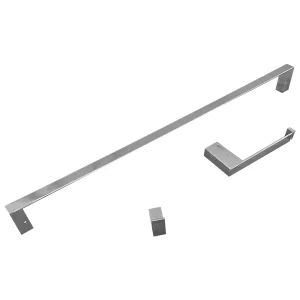 Kit Banheiro Essencial: Papeleira, Cabide e Toalheiro Slim 45cm TrendMetais Cromado
