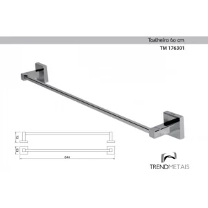 Kit Banheiro Luxo: Papeleira, Cabide, Toalheiros Duplo e Simples 60cm