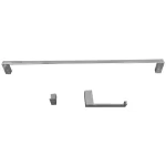Kit Banheiro Slim TrendMetais: Papeleira, Cabide e Toalheiro 60cm