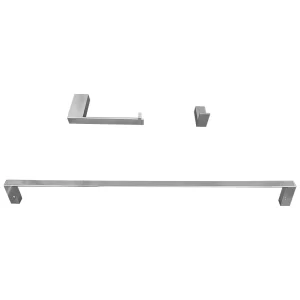Kit Banheiro Slim TrendMetais: Papeleira, Cabide e Toalheiro 60cm