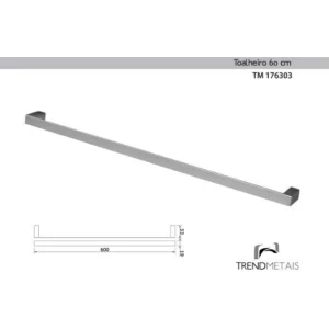 Kit Banheiro Slim TrendMetais: Papeleira, Cabide e Toalheiro 60cm