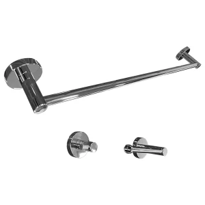 Kit Banheiro Trendmetais Redondo: Papeleira, Toalheiro 60cm, Cabide