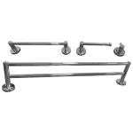 Kit Papeleira Cabide Toalheiro Duplo 60cm Toalheiro 30cm Redondo Trendmetais