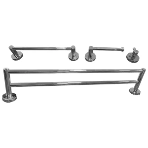 Kit Papeleira Cabide Toalheiro Duplo 60cm Toalheiro 30cm Redondo Trendmetais
