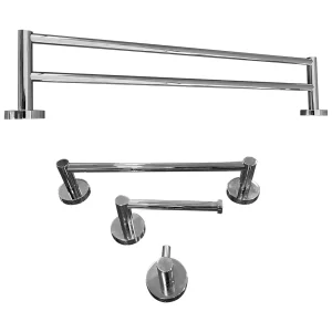 Kit Papeleira Cabide Toalheiro Duplo 60cm Toalheiro 30cm Redondo Trendmetais