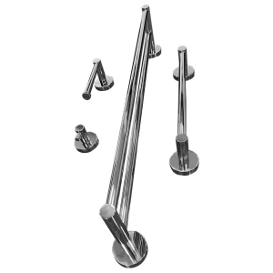Kit Papeleira Cabide Toalheiro Duplo 60cm Toalheiro 30cm Redondo Trendmetais