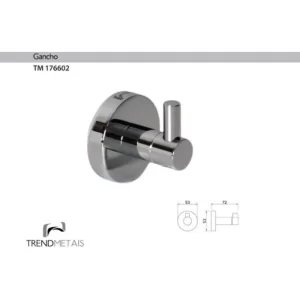 Kit Papeleira Cabide Toalheiro Duplo 60cm Toalheiro 30cm Redondo Trendmetais