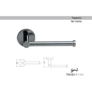 Kit Papeleira Cabide Toalheiro Duplo 60cm Toalheiro 30cm Redondo Trendmetais