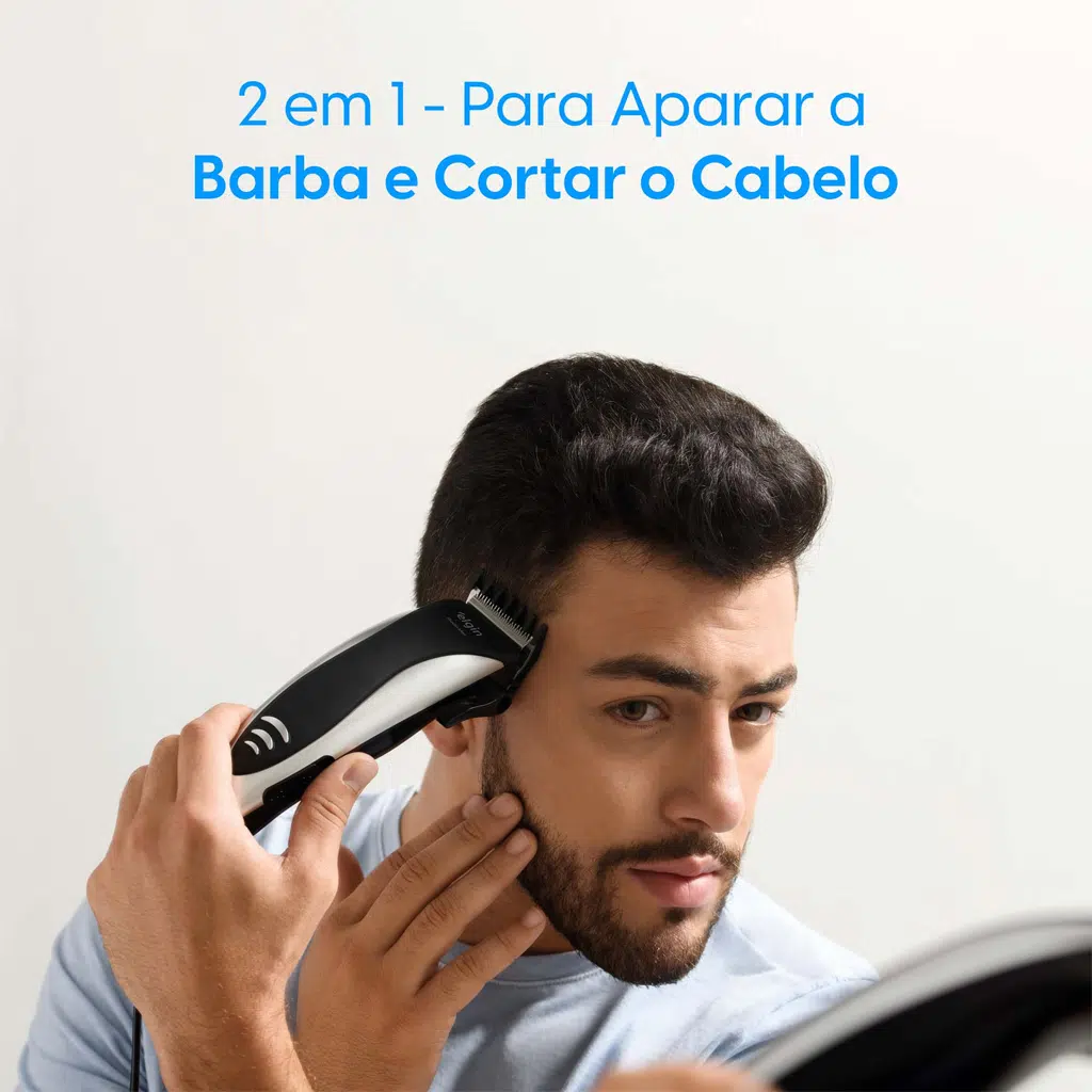 Máquina de Cortar Cabelo e Barba Elgin Studio Men - Inox, 8 Acessórios, 110V
