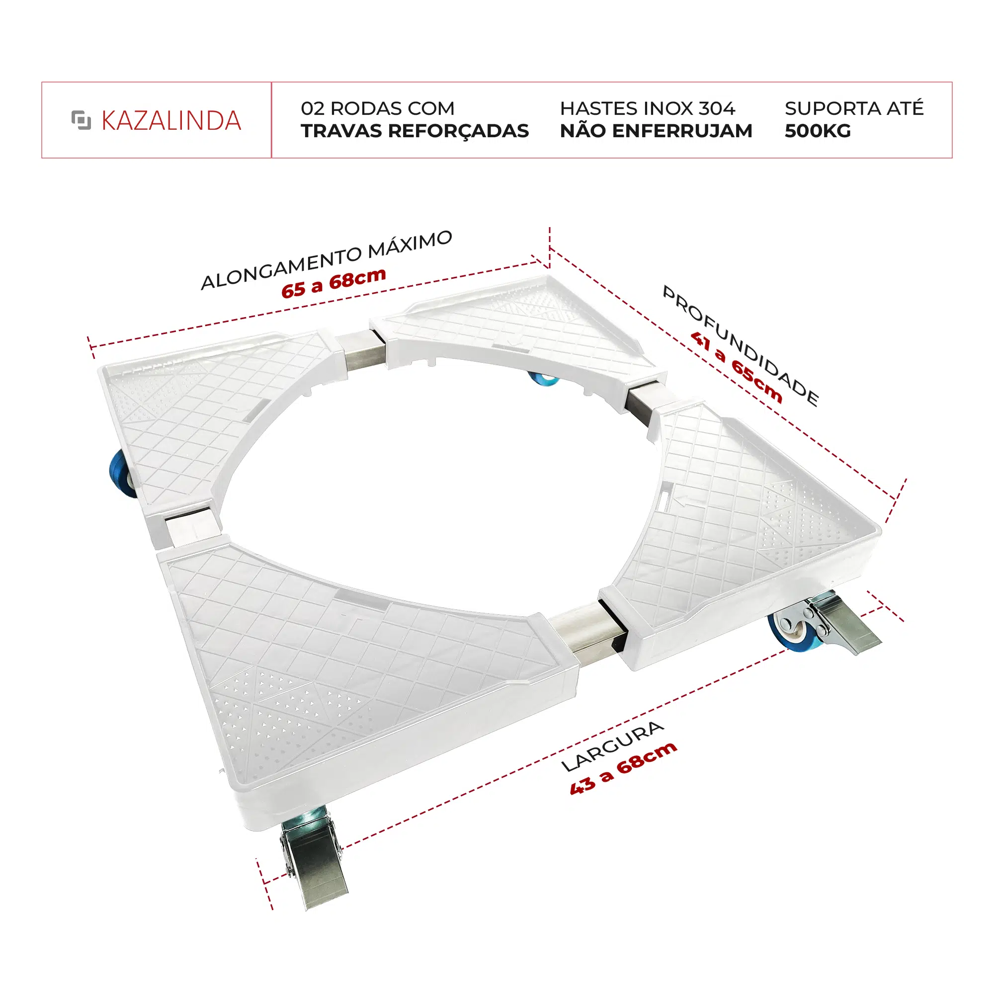 Base Suporte Giratório para Eletrodomésticos com Rodinhas Branco Kazalinda