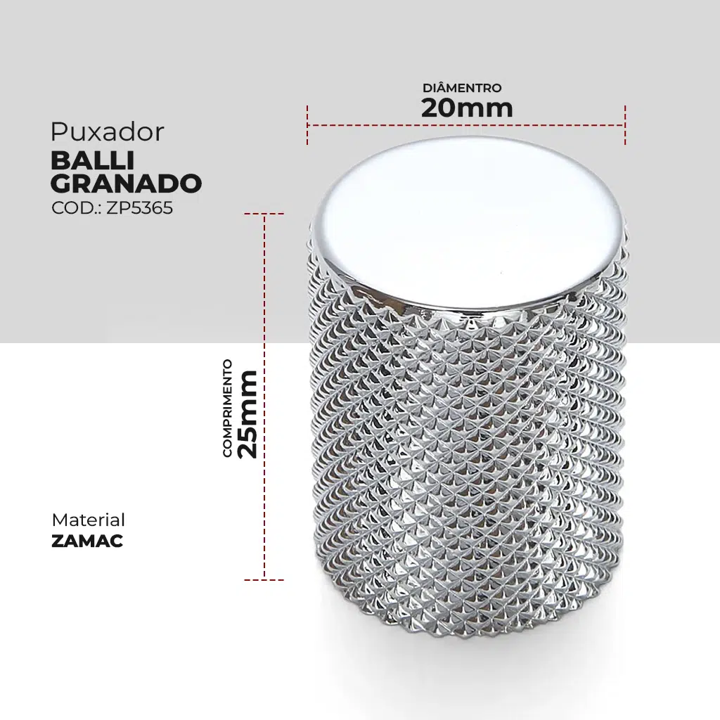 Puxador Ponto Cromado Bali Granado Zen Design