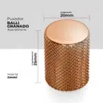 Puxador Rose Brilhante para Móvel Ponto Bali Granado Zen Design