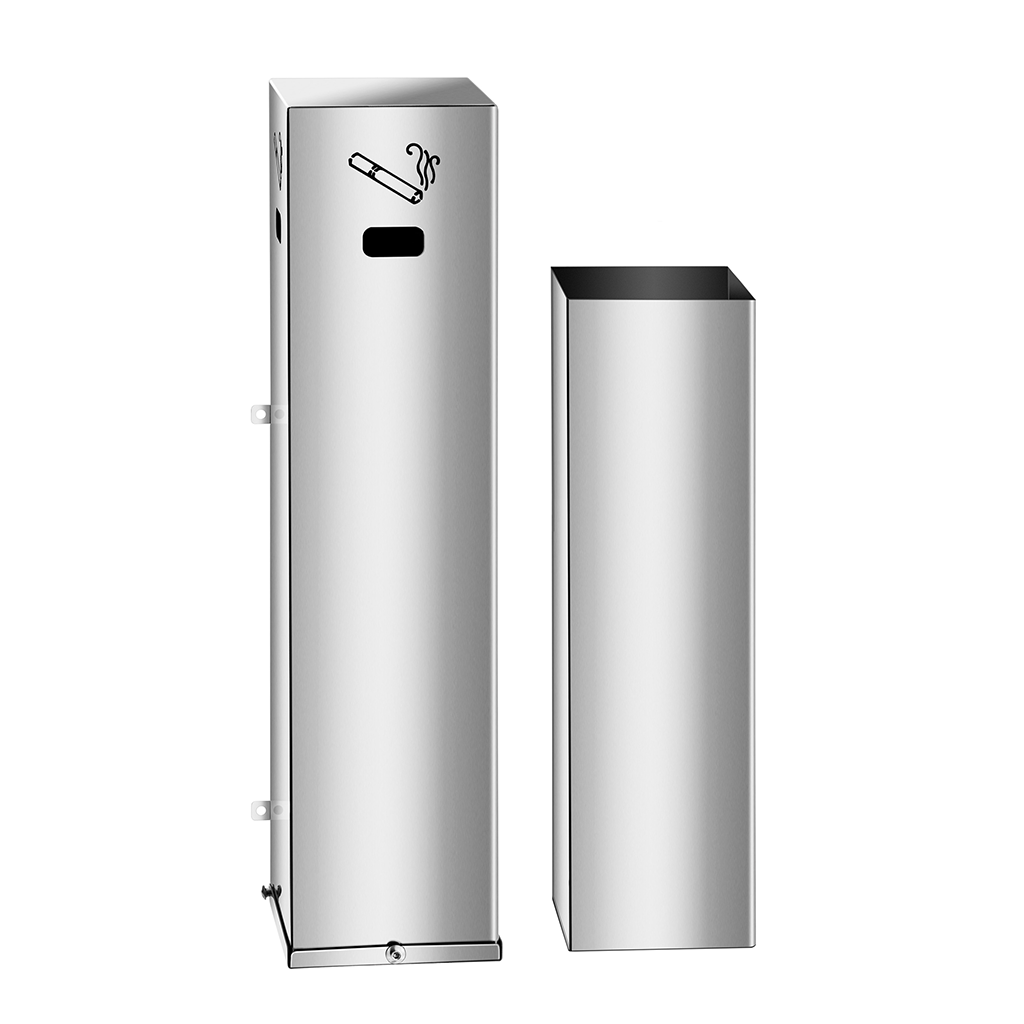Bituqueira Slim de Parede em Aço Inox | Cinzeiro Externo Ecobin