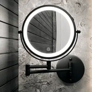 Espelho de Parede com Luz LED e Aumento 5x Italy Line Preto USB