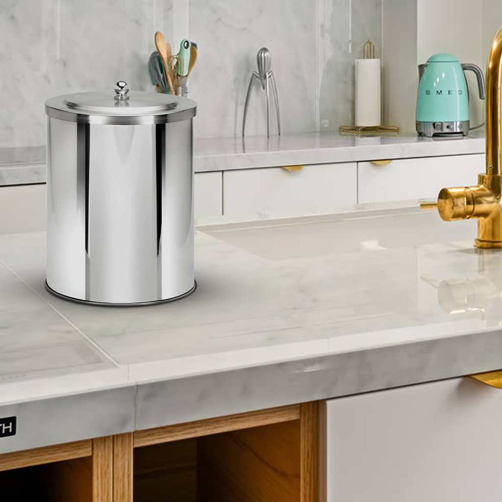Lixeira de Pia 3 Litros Ecobin em Inox com Tampa Sobreposta