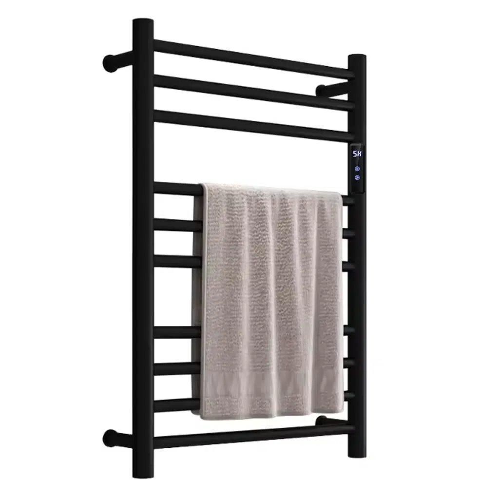 Toalheiro Térmico Preto Bivolt com Timer e Barras Redondas