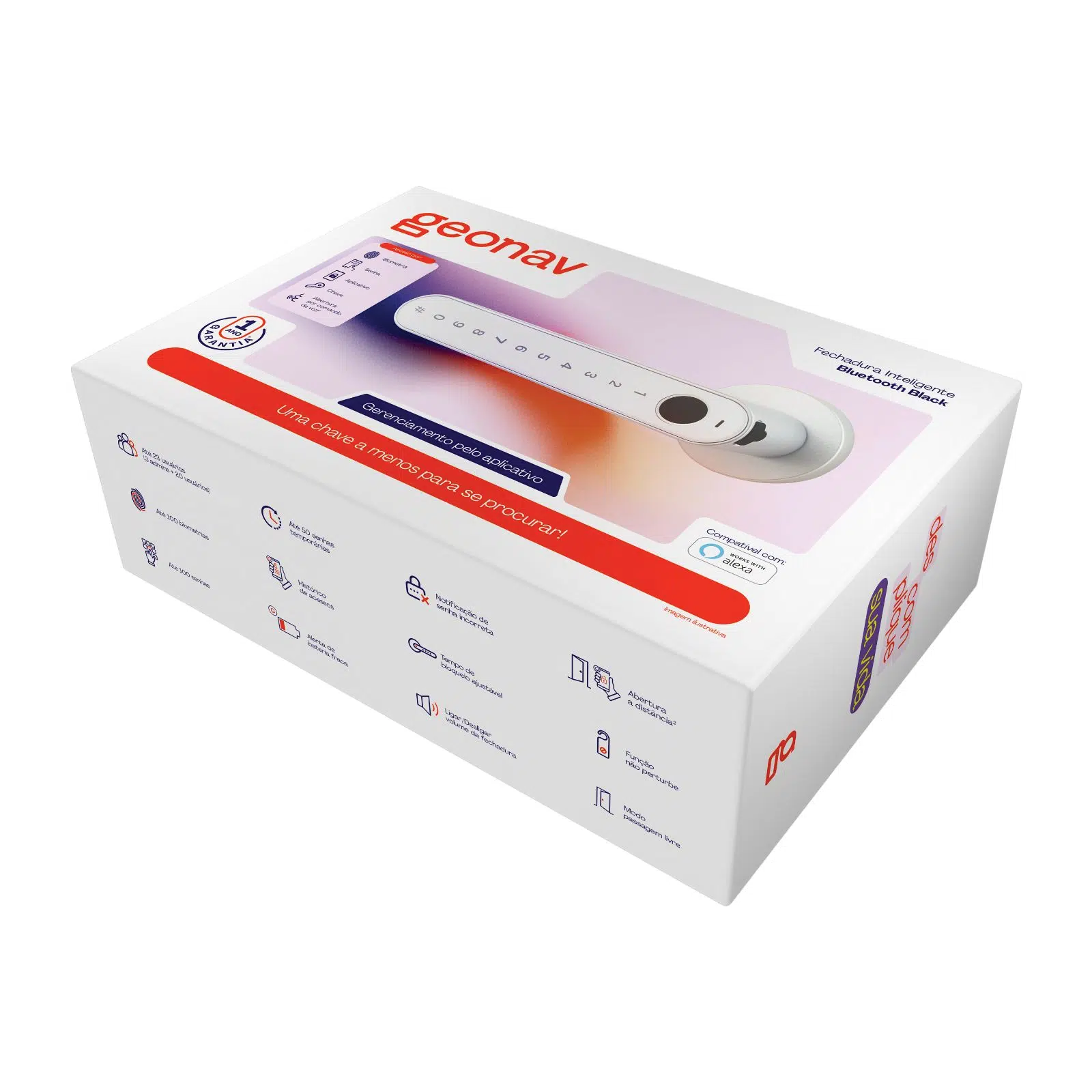 Fechadura Digital Biometria Geonav FBE03SV Prata | Wi-Fi Opcional | Senha, App e Chave