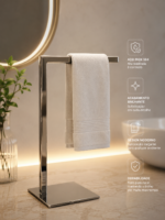 Toalheiro de Bancada Lavabo Quadrado Inox 304 Polido Premium - Kazalinda - Imagem 4
