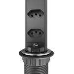 Torre Retrátil Multiplug 3 Tomadas Inox Escovado - Preta - KZI - Imagem 3