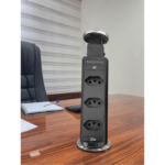 Torre Retrátil Multiplug 3 Tomadas Inox Escovado - Preta - KZI - Imagem 2