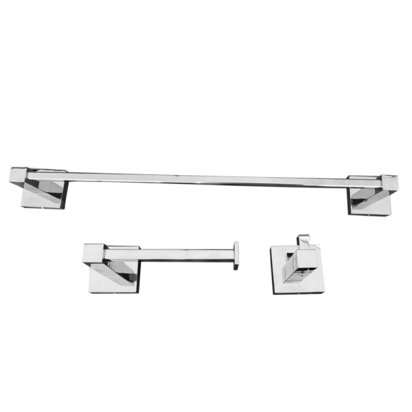 Kit 1 Papeleira 1 Cabide 1 Toalheiro 45cm Quadrado Trendmetais