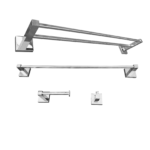 Kit 1 Papeleira 1 Cabide 1 Toalheiro Duplo 60cm 1 Toalheiro 60cm Quadrado Trendmetais - Imagem 2