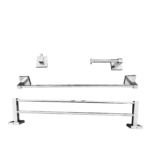 Kit 1 Papeleira 1 Cabide 1 Toalheiro Duplo 60cm 1 Toalheiro 60cm Quadrado Trendmetais