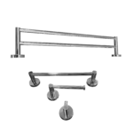 Kit 1 Papeleira 1 Cabide 1 Toalheiro Duplo 60cm 1 Toalheiro 30cm Redondo Trendmetais - Imagem 2