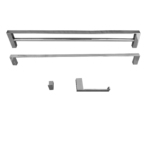 Kit 1 Papeleira 1 Cabide 1 Toalheiro Duplo 60cm 1 Toalheiro 60cm Slim Trendmetais