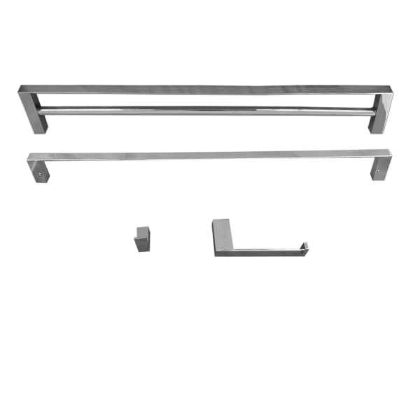 Kit 1 Papeleira 1 Cabide 1 Toalheiro Duplo 60cm 1 Toalheiro 60cm Slim Trendmetais