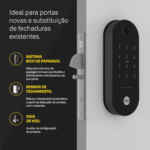 Fechadura Digital Lia BP Porta de Correr Preta Fosca Yale - Imagem 3