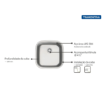 Cuba de Embutir ou Sobrepor Tramontina Aria Maxi 40 BS em Aço Inox Escovado 40x40 cm - Imagem 5