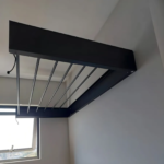 Varal Mágico Retrátil Oculto 5 Varetas 90cm de Parede Preto - Imagem 3