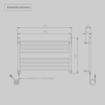 Aquecedor de Toalhas Térmico Famiglia Reto Inox Seccare - Imagem 3