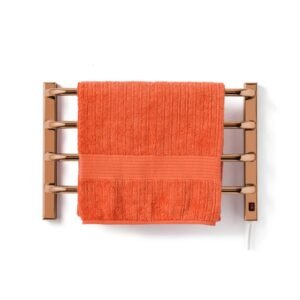 Toalheiro térmico pequeno bronze Flape vista frontal com acabamento cromado bronze para banheiro