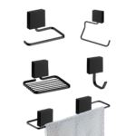 Kit Organizador de Banheiro Adesivo Fixare Preto 10071E