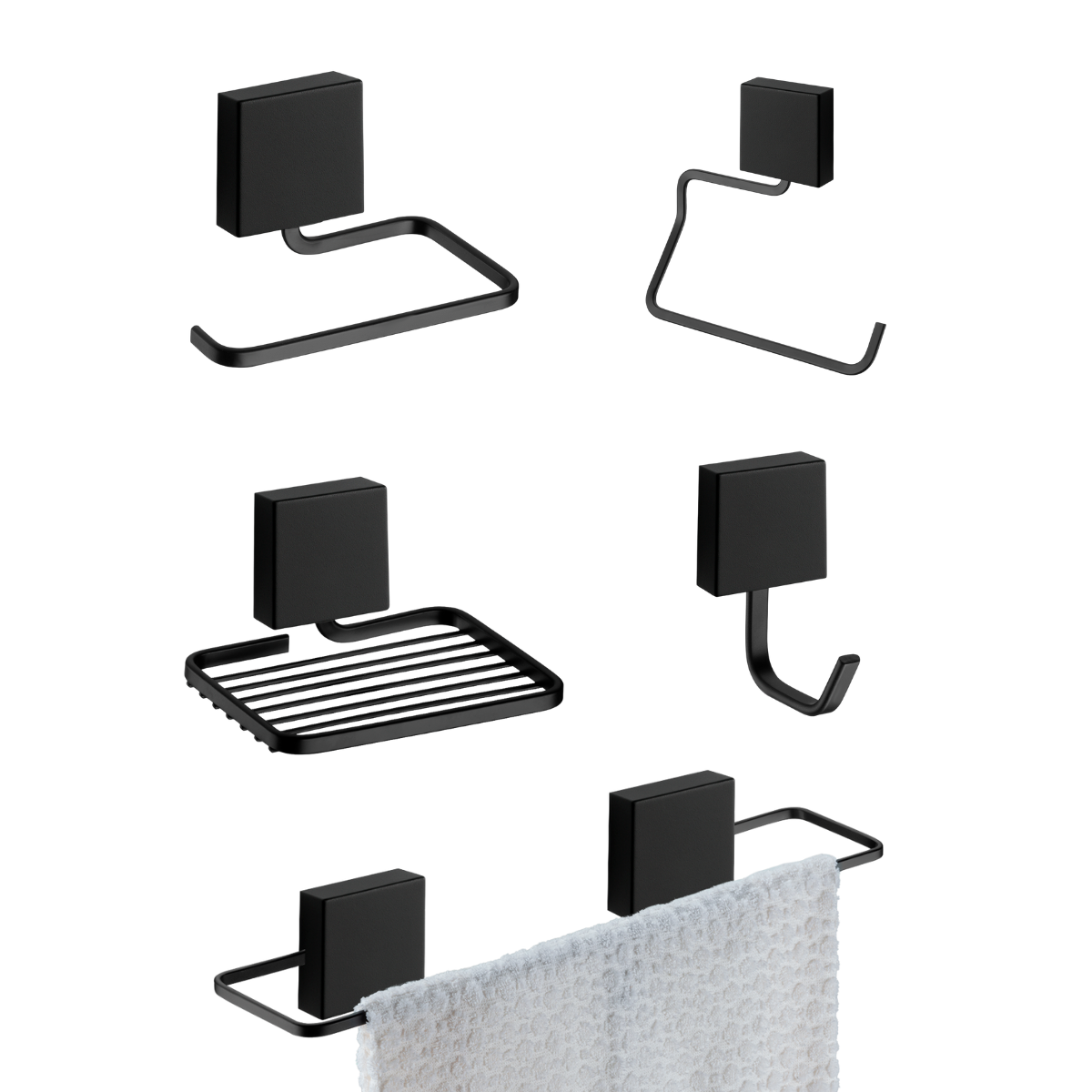 6462321.png Kit Organizador de Banheiro Adesivo Fixare Preto 10071E - Imagem 1