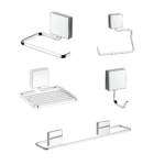 Kit Organizador de Banheiro Adesivo Fixare Cromado 10070E