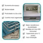 Escorredor de Pratos Embutir 670x75x270mm Mód 700mm Cromado - Imagem 3