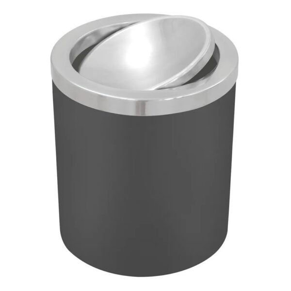 Lixeira Basculante Preta com Tampa em Inox Polido 5 Litros - Tramontina