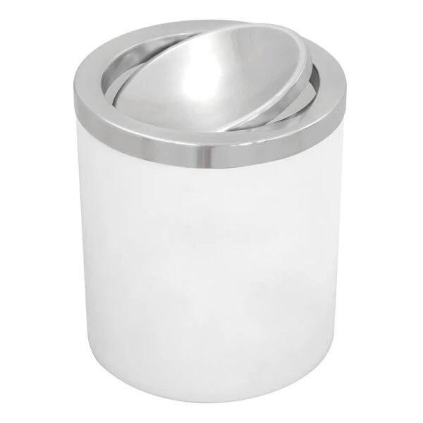Lixeira Basculante Branca com Tampa em Inox Polido 5 Litros - Tramontina