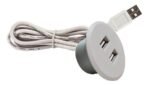 Tomada Pop C/ 2 Entradas Usb Embutir Mesa Sofá Cinza Redonda - Cinza