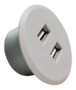 Tomada Pop C/ 2 Entradas Usb Embutir Mesa Sofá Cinza Redonda - Cinza - Imagem 2