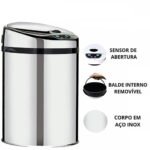 Lixeira Automática Premium com Sensor em Inox – 9 Litros - Imagem 2