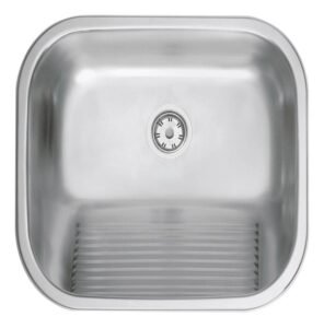 Tanque de Encaixe Tramontina Hera 34L Inox Escovado 50x40 cm visto de cima com borda de sobrepor