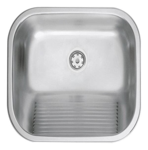 Tanque de Encaixe Tramontina Hera 34L Inox Escovado 50x40 cm visto de cima com borda de sobrepor