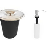 Kit Lixeira Embutir 5l Inox Escovado + Dosador Inox Escovado