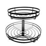 Fruteira De Mesa Vidro Dupla Redonda  Preto Fosco Giratória